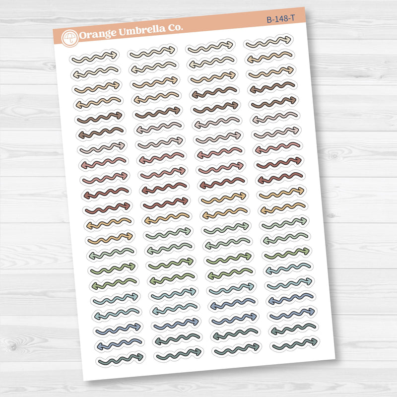 2025 Kit Pieces; Squiggle Arrows Planner Stickers | B-148