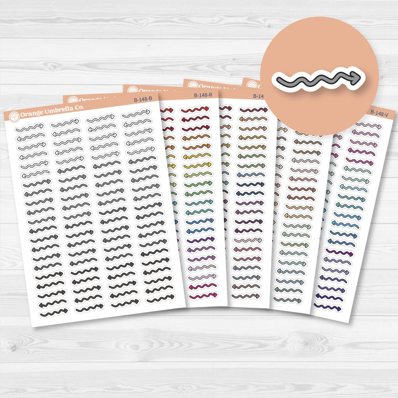 2025 Kit Pieces; Squiggle Arrows Planner Stickers | B-148