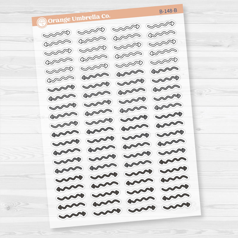 2025 Kit Pieces; Squiggle Arrows Planner Stickers | Clear Matte | B-148-CM