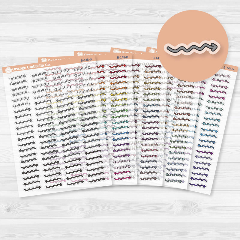 2025 Kit Pieces; Squiggle Arrows Planner Stickers | Clear Matte | B-148-CM