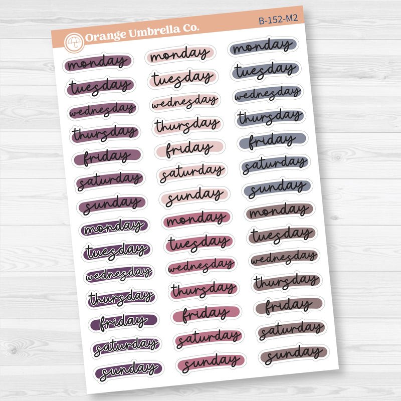 Journaling Date Cover Day Of the Week Hobonichi Planner Stickers | B-152