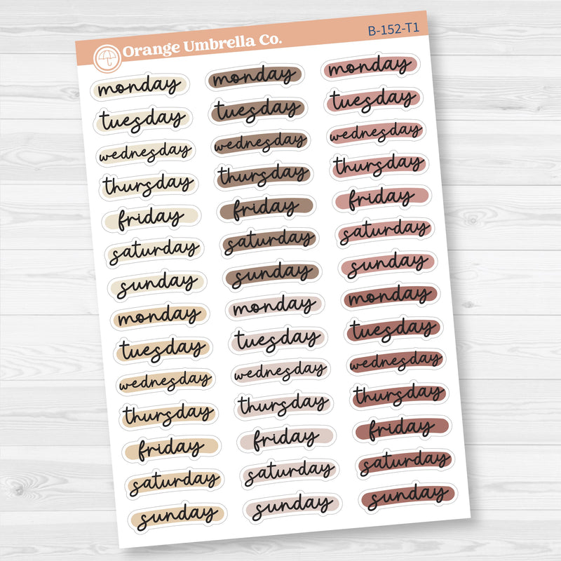 Journaling Date Cover Day Of the Week Hobonichi Planner Stickers | B-152