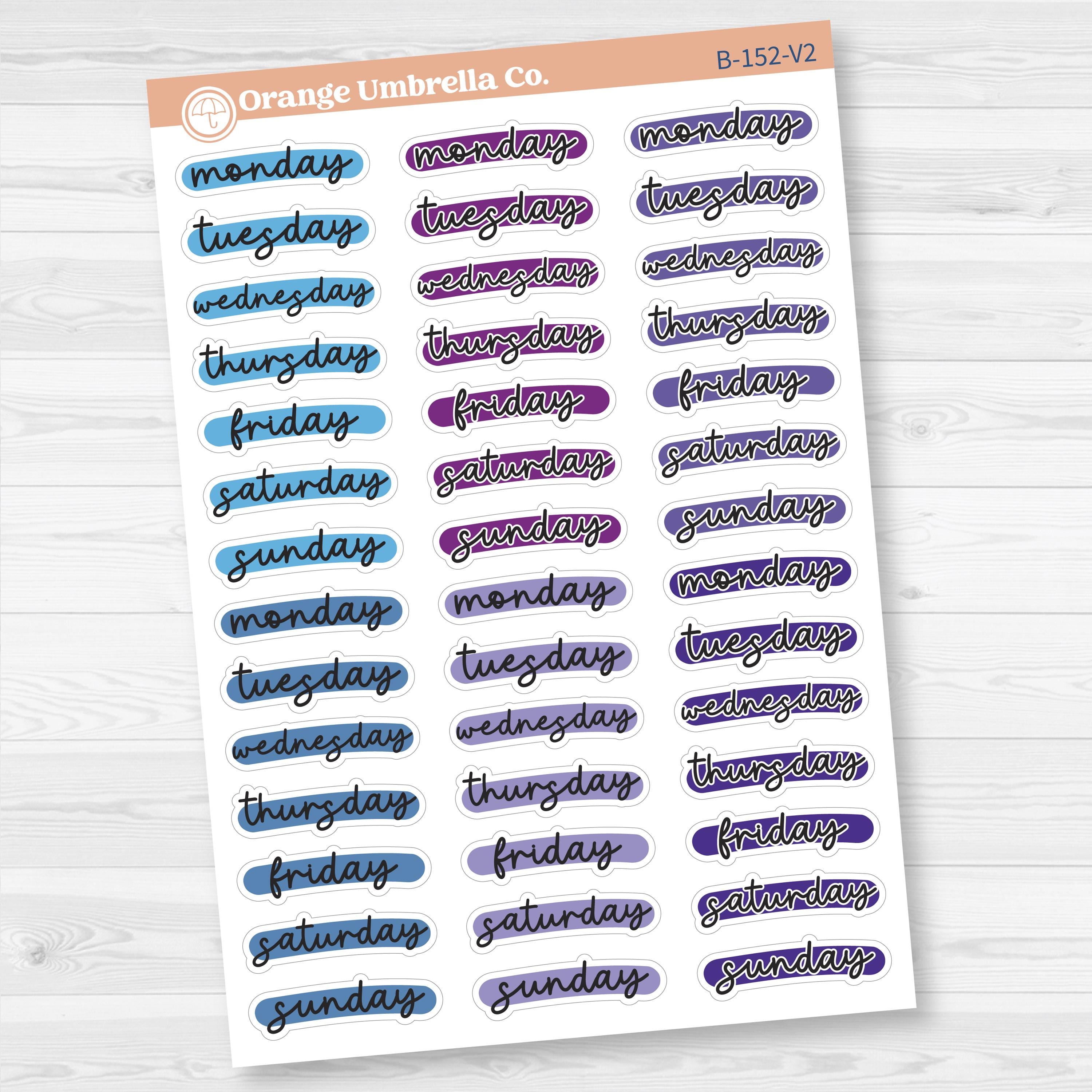Journaling Date Cover Day Of the Week Hobonichi Planner Stickers | B-152