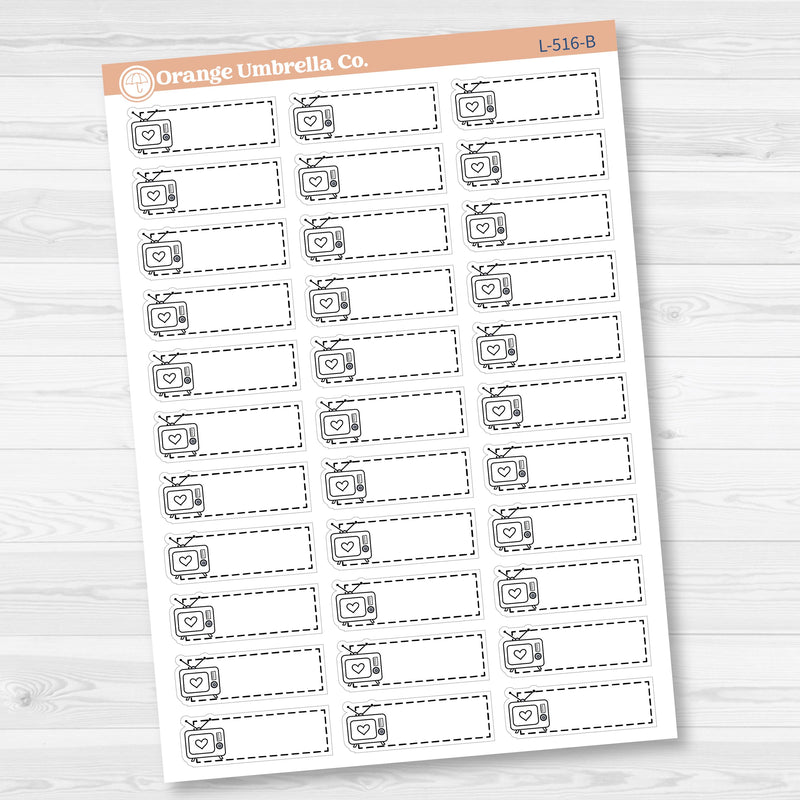 TV/Television Stitched Labels Planner Stickers | L-516