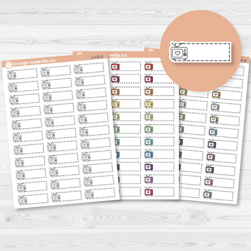 TV/Television Stitched Labels Planner Stickers | L-516