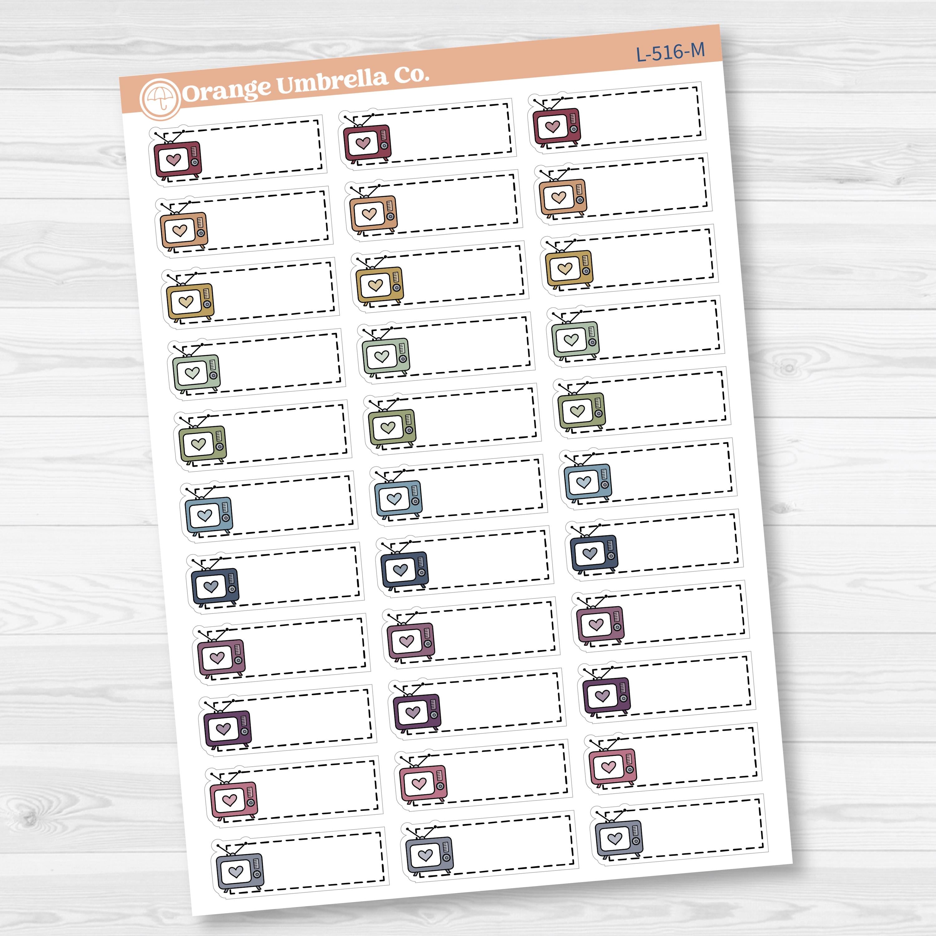 TV/Television Stitched Labels Planner Stickers | L-516