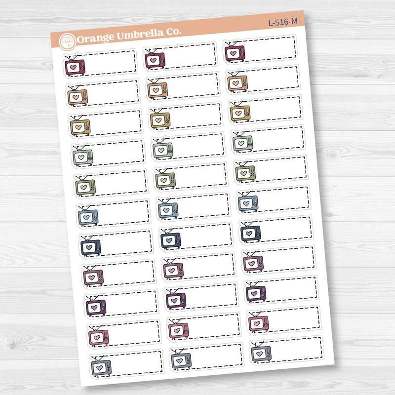 TV/Television Stitched Labels Planner Stickers | L-516