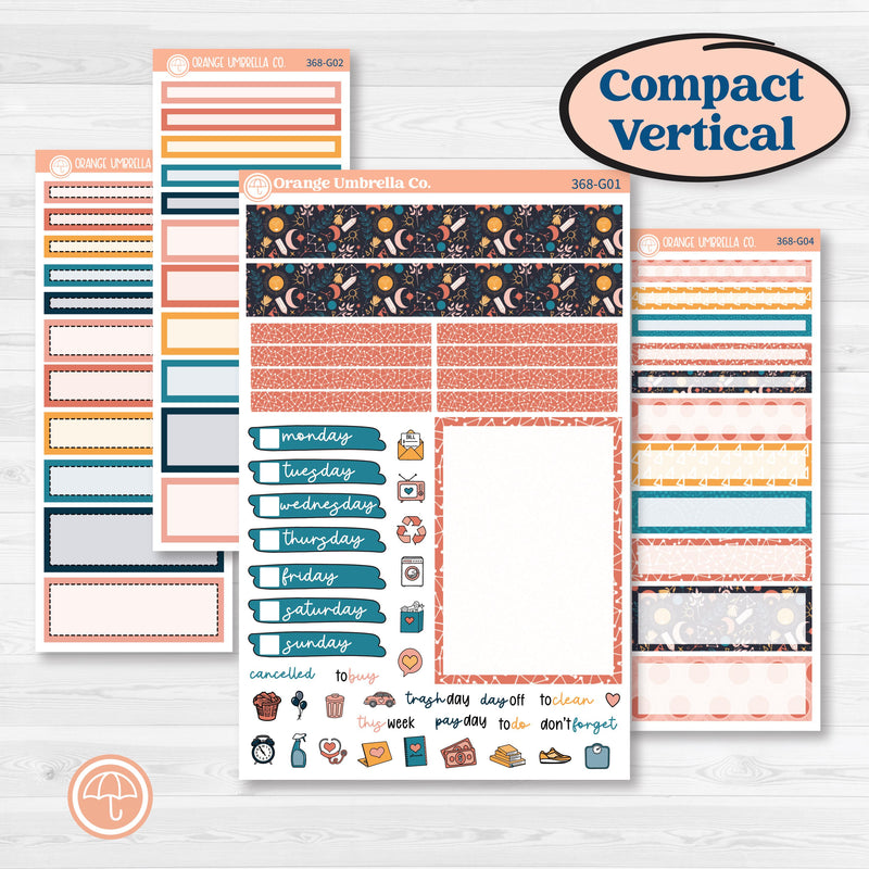 Celestial Star & Moon | A5 Compact Vertical Planner Kit Stickers for Erin Condren | Daydream | KIT-368-G