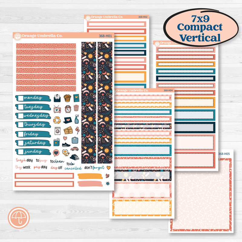 Celestial Star & Moon | 7x9 Compact Vertical Planner Kit Stickers | Daydream | KIT-368-H