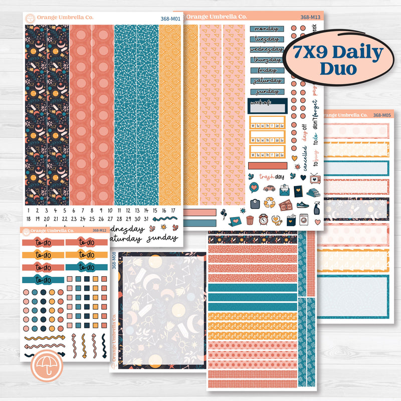 Celestial Star & Moon | 7x9 Erin Condren Daily Duo Planner Kit Stickers | Daydream | KIT-368-M