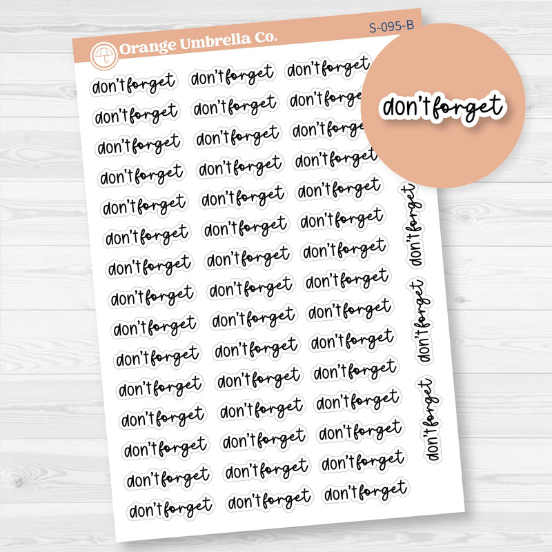 Don't Forget Planner Stickers | F17 | S-095-B