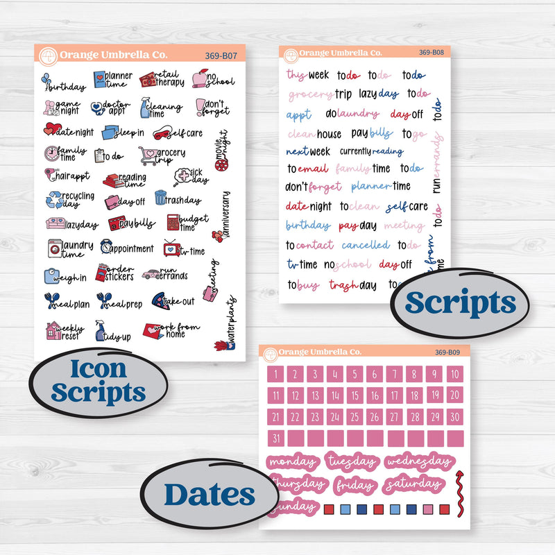 Valentine’s Day Heart Kit | Weekly Add-On Planner Kit Stickers | Smitten | KIT-369-B