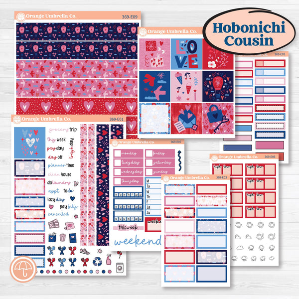 Valentine’s Day Heart Kit | Hobonichi Cousin Weekly & Daily Planner Kit Stickers | Smitten | KIT-369-E