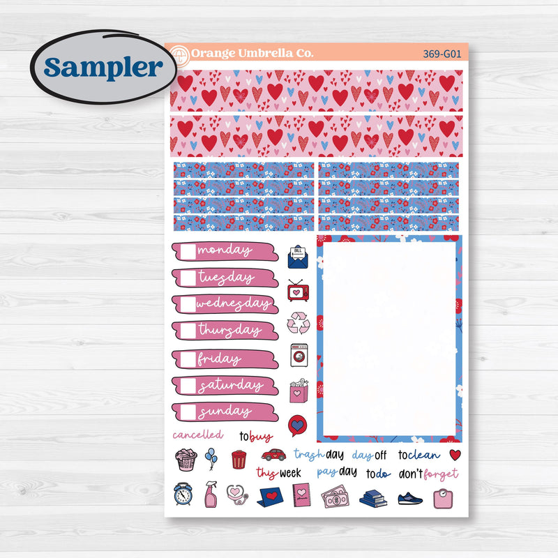 Valentine’s Day Heart Kit | A5 Compact Vertical Planner Kit Stickers for Erin Condren | Smitten | KIT-369-G