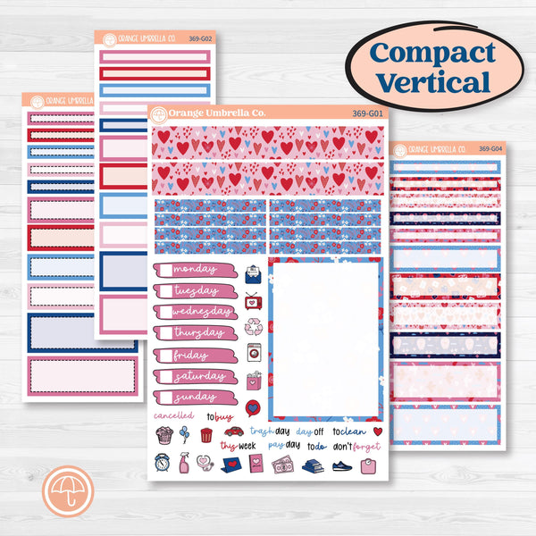 Valentine’s Day Heart Kit | A5 Compact Vertical Planner Kit Stickers for Erin Condren | Smitten | KIT-369-G