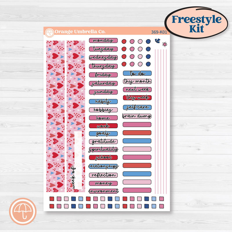 Valentine’s Day Heart Kit | Freestyle Kit Any Planner Kit Stickers | Smitten | KIT-369-K