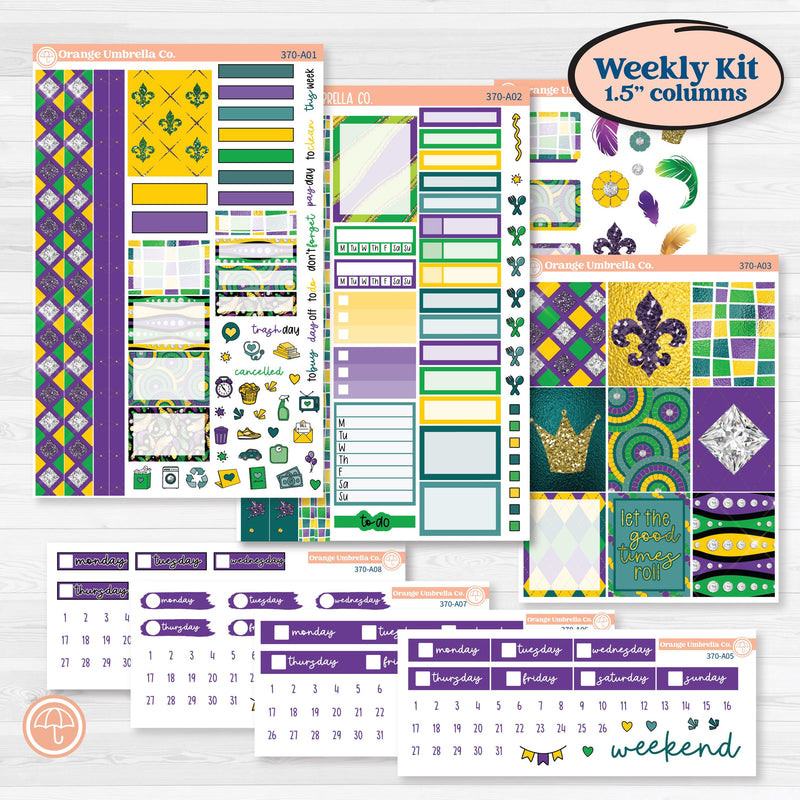 Mardi Gras Planner Kit | Weekly Sticker Kit for Vertical Planners like Erin Condren | French Quarter | KIT-370-A