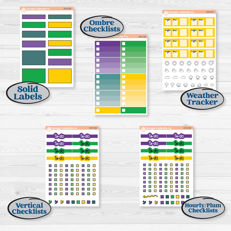 Mardi Gras Planner | Weekly Add-On Labels Planner Kit Stickers | French Quarter | KIT-370-C