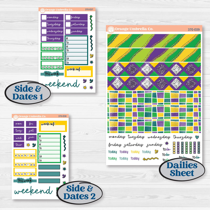 Mardi Gras Planner Kit | Hobonichi Cousin Weekly & Daily Planner Kit Stickers | Smitten | KIT-370-E