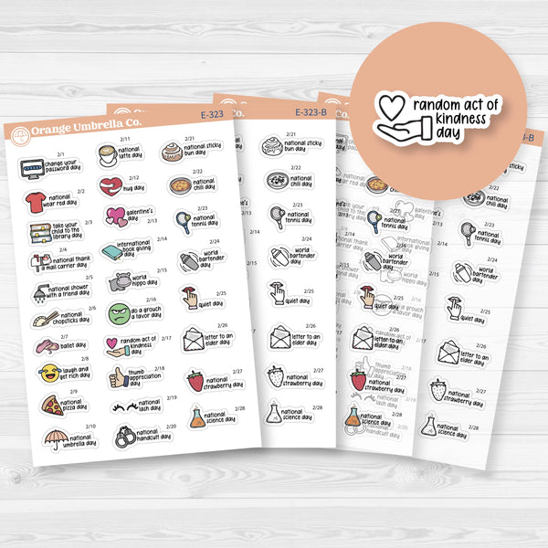 February Wacky Holidays Mini Script Planner Stickers | F17 | E-323