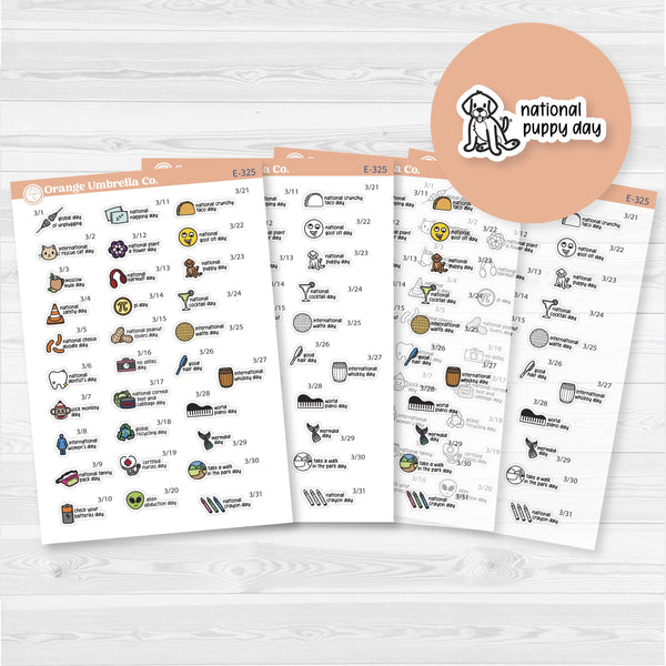 March Wacky Holidays Mini Script Planner Stickers | F17 | E-225