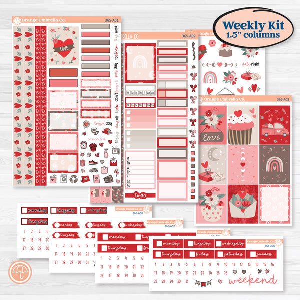 Valentine's Day Kit | Weekly Sticker Kit for Vertical Planners like Erin Condren | Special Delivery | KIT-365-A