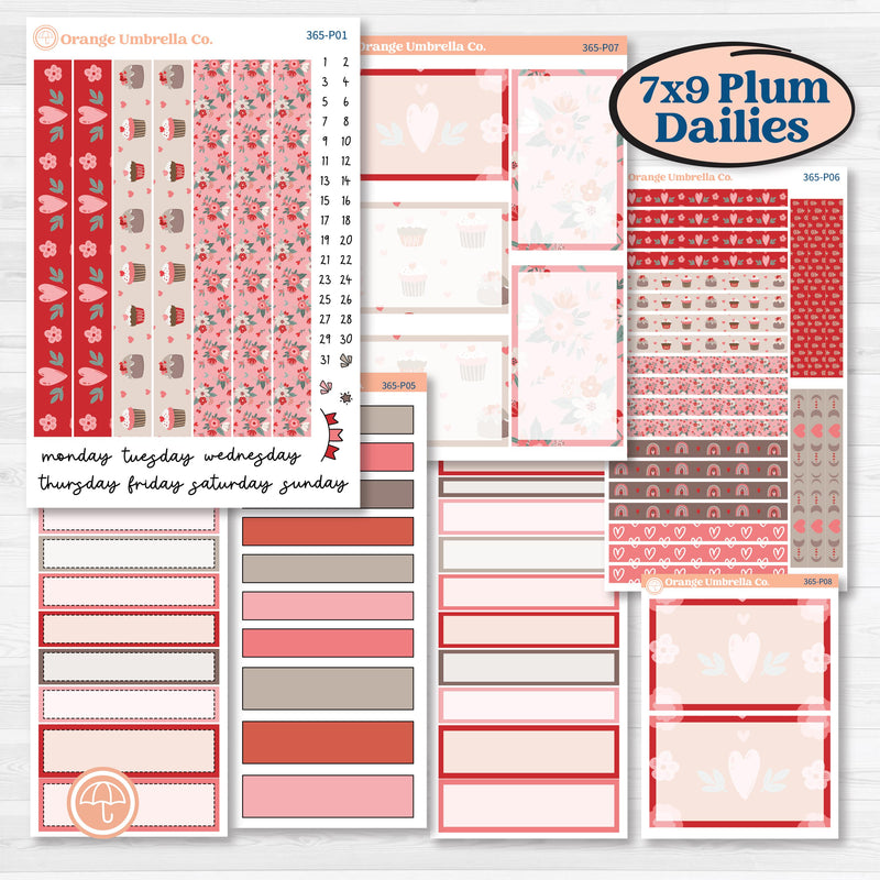 Valentine's Day Kit | 7x9 Plum Daily Planner Kit Stickers | Special Delivery | KIT-365-P