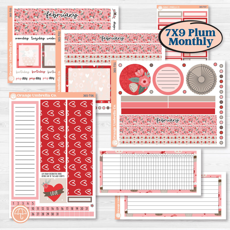 Valentine's Day Kit | 7x9 Plum Monthly & Dashboard Planner Kit Stickers | Special Delivery | KIT-365-T