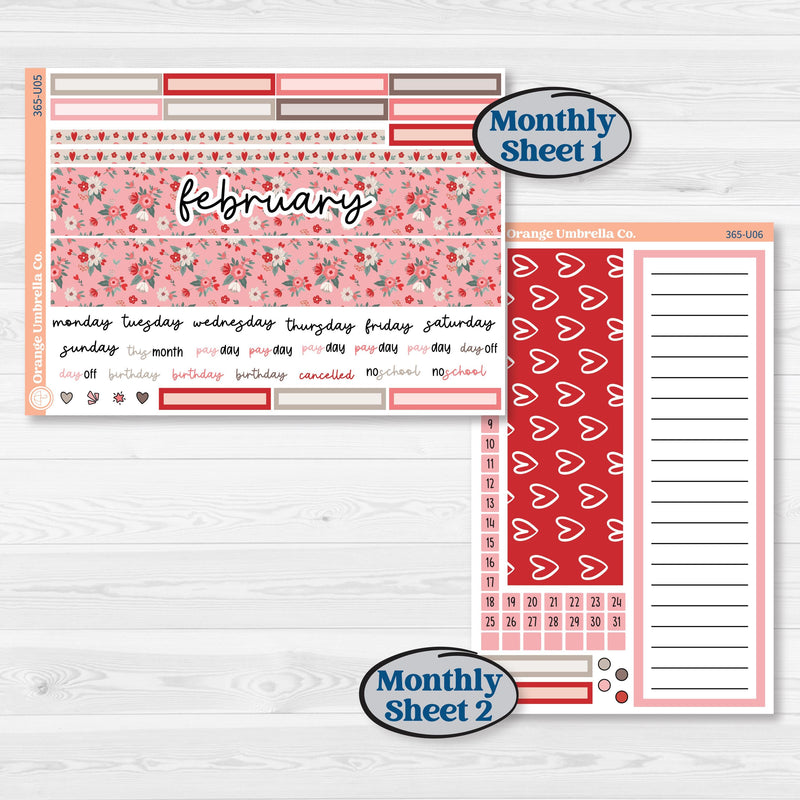 Valentine's Day Kit | 8.5x11 Plum Monthly & Dashboard Planner Kit Stickers | Special Delivery | KIT-365-U