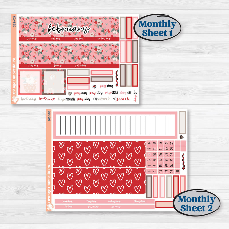 Valentine's Day K | A5 Erin Condren Monthly & Dashboard Planner Kit Stickers | Special Deliver | KIT-365-V