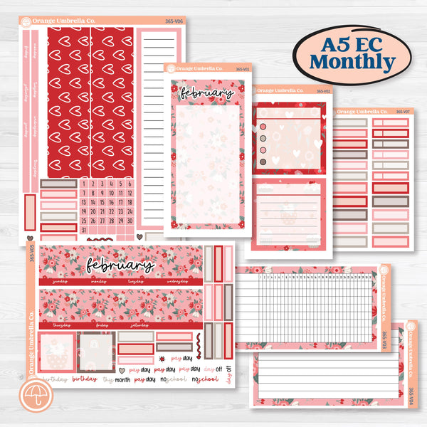 Valentine's Day K | A5 Erin Condren Monthly & Dashboard Planner Kit Stickers | Special Deliver | KIT-365-V