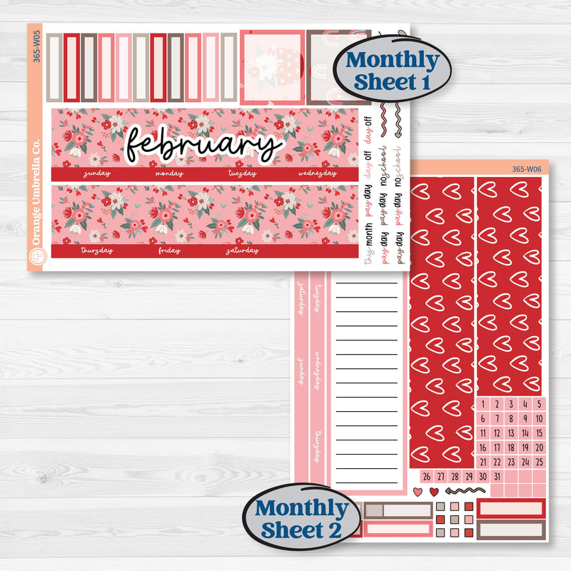 Valentine's Day Kit | 7x9 Erin Condren Life Planner Monthly & Dashboard Planner Kit Stickers | Special Delivery | KIT-365-W