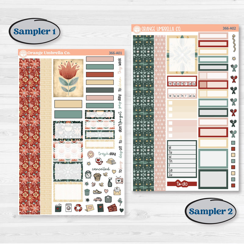 Red Floral Kit | Weekly Sticker Kit for Vertical Planners like Erin Condren | Charming | KIT-366-A