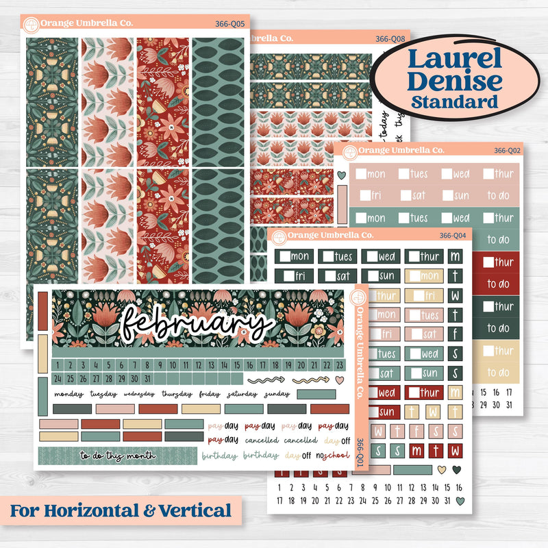 Red Floral Kit | Laurel Denise Standard Vertical & Horizontal Planner Kit Stickers | Charming | KIT-366-Q