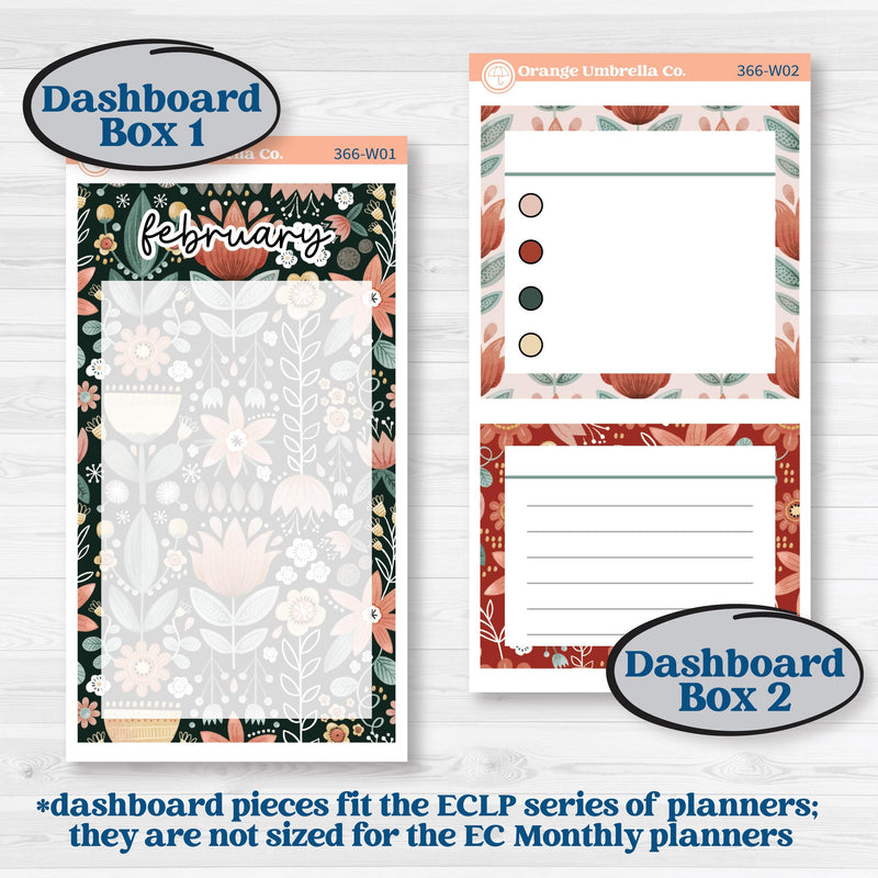 Red Floral Kit | 7x9 Erin Condren Life Planner Monthly & Dashboard Planner Kit Stickers | Charming | KIT-366-W