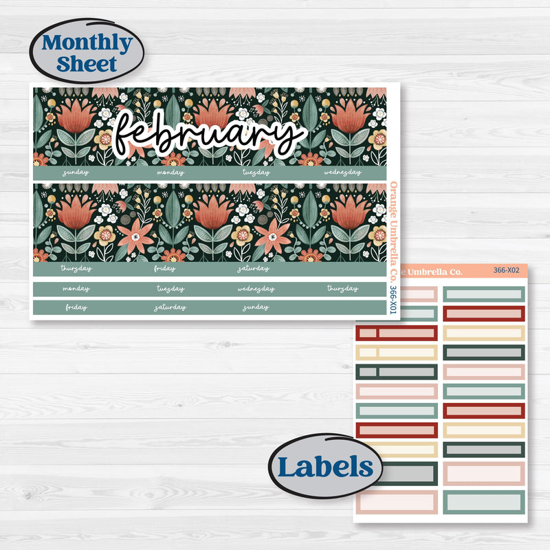 Red Floral Kit | 8.5 x 11 Erin Condren Monthly Planner Kit Stickers | Charming | KIT-366-X