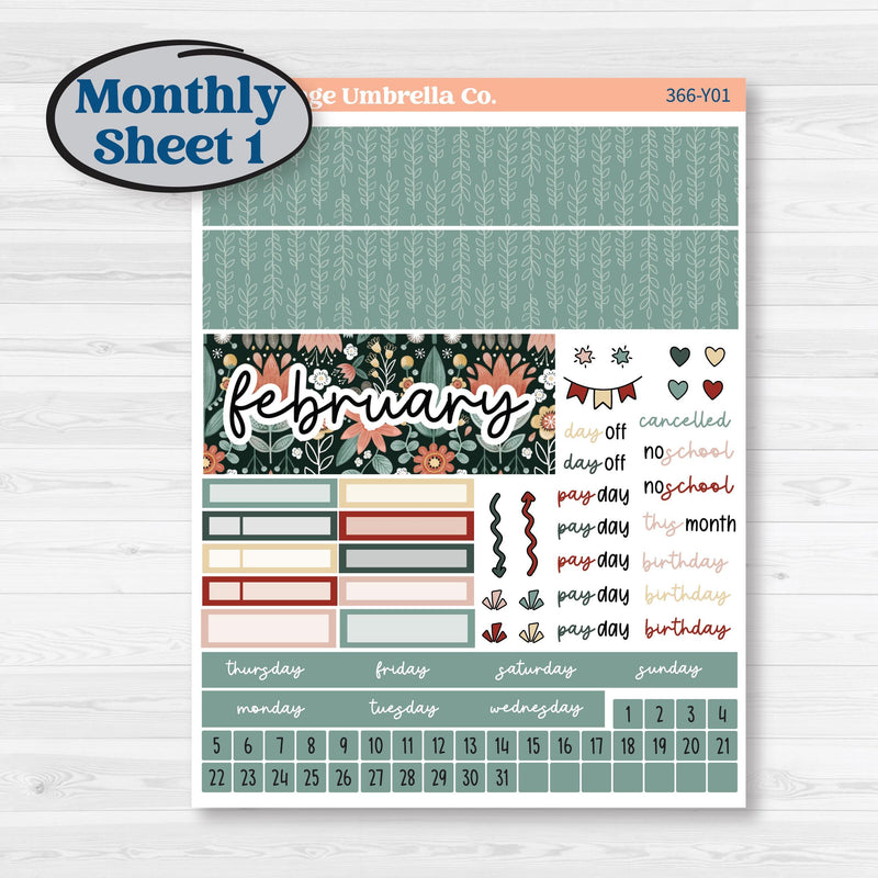 Red Floral Kit | Hobonichi Cousin Monthly Planner Kit Stickers | Charming | KIT-366-Y