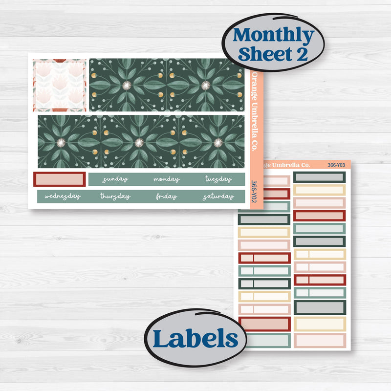 Red Floral Kit | Hobonichi Cousin Monthly Planner Kit Stickers | Charming | KIT-366-Y