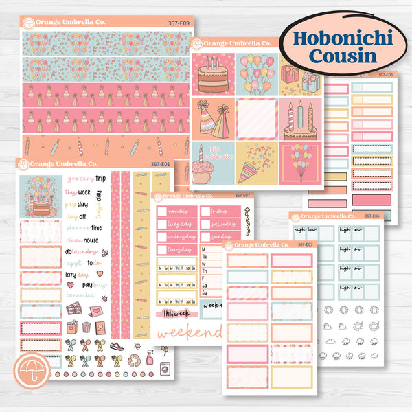 Birthday Planner | Hobonichi Cousin Weekly & Daily Planner Kit Stickers | Give Them Cake | KIT-367-E