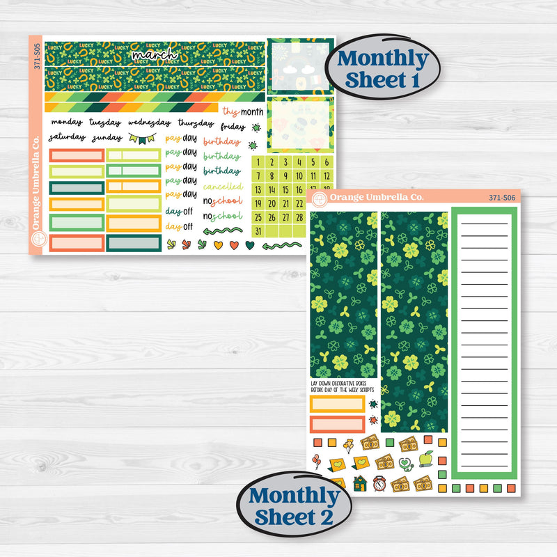 St. Patrick’s Day Kit | A5 Plum Monthly & Dashboard Planner Kit Stickers | Blarney | KIT-371-S