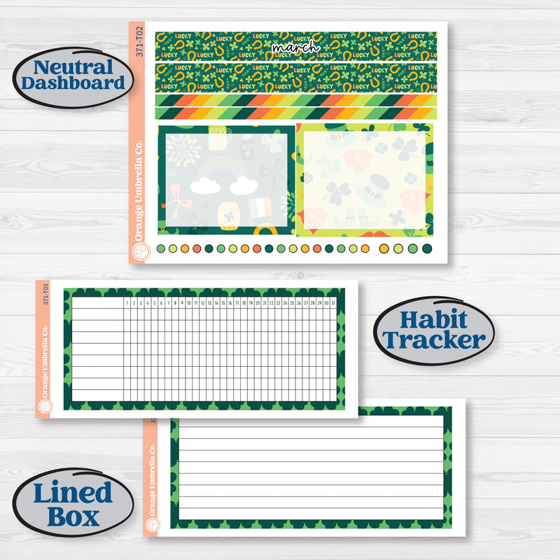 St. Patrick’s Day Kit | 7x9 Plum Monthly & Dashboard Planner Kit Stickers | Blarney | KIT-371-T