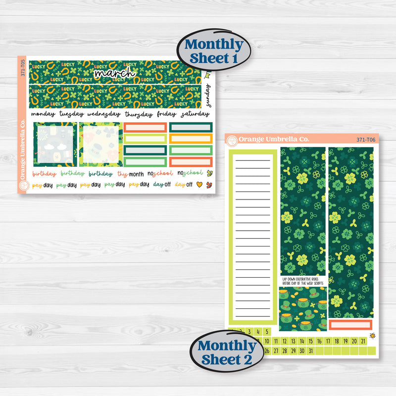 St. Patrick’s Day Kit | 7x9 Plum Monthly & Dashboard Planner Kit Stickers | Blarney | KIT-371-T