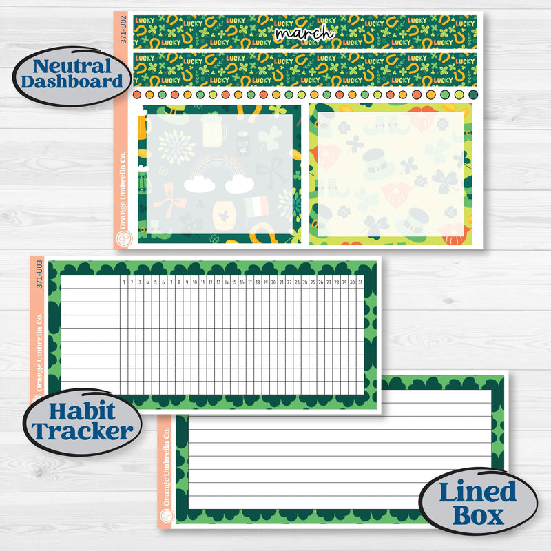 St. Patrick’s Day Kit | 8.5x11 Plum Monthly & Dashboard Planner Kit Stickers | Blarney | KIT-371-U