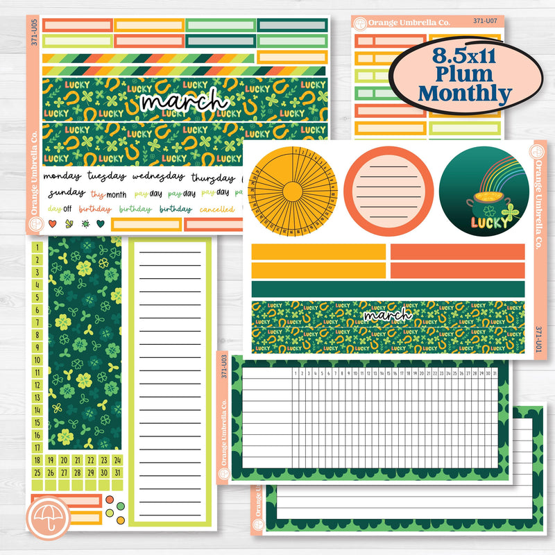 St. Patrick’s Day Kit | 8.5x11 Plum Monthly & Dashboard Planner Kit Stickers | Blarney | KIT-371-U