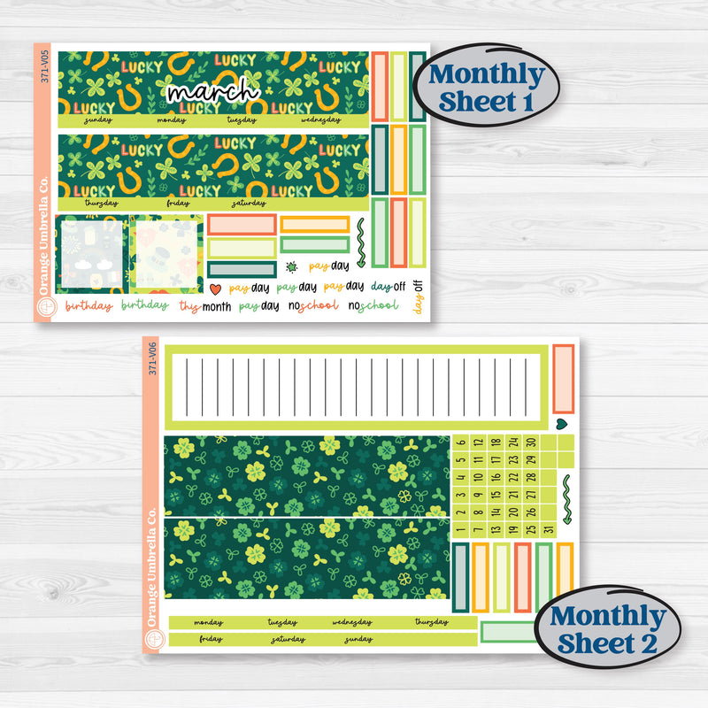 St. Patrick’s Day Kit | A5 Erin Condren Monthly & Dashboard Planner Kit Stickers | Blarney | KIT-371-V