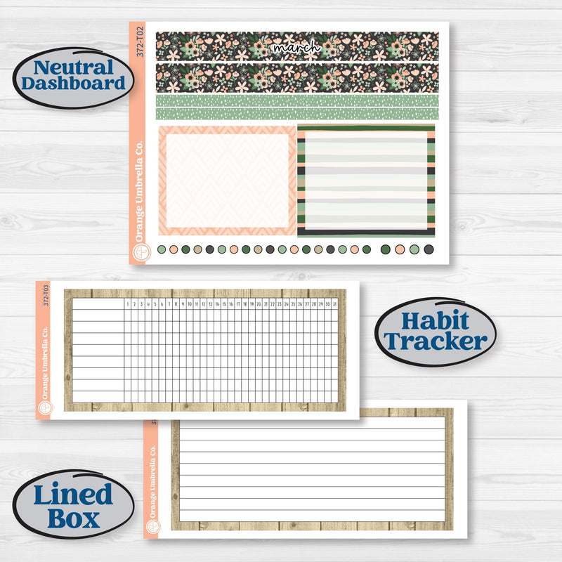 Spring Floral Kit | 7x9 Plum Monthly & Dashboard Planner Kit Stickers | Lil Spring Thing | KIT-372-T