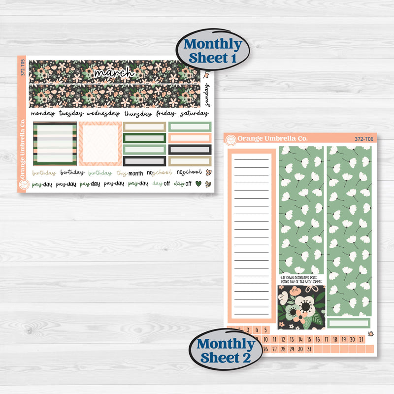 Spring Floral Kit | 7x9 Plum Monthly & Dashboard Planner Kit Stickers | Lil Spring Thing | KIT-372-T