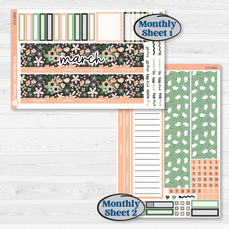 Spring Floral Kit | 7x9 Erin Condren Life Planner Monthly & Dashboard Planner Kit Stickers | Lil Spring Thing | KIT-372-W