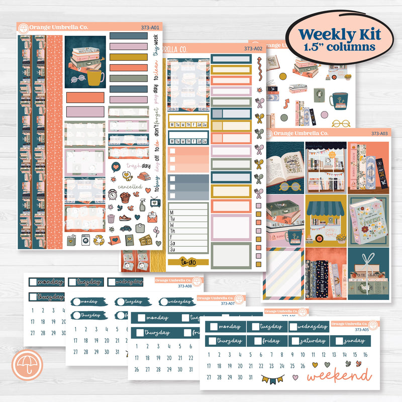 Book Reading Kit | Weekly Sticker Kit for Vertical Planners like Erin Condren | Turn The Page | KIT-373-A