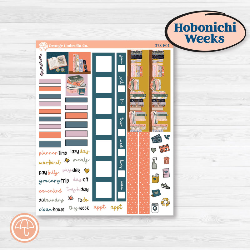 Book Reading Kit | Hobonichi Weeks Weekly Planner Kit Stickers | Turn The Page | KIT-373-F